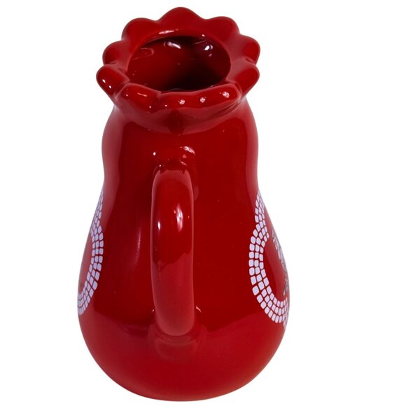 TempTations Red Ceramic Rooster Pitcher Jug VTG Farmhouse Creamer Gravy Syrup - Picture 4 of 13